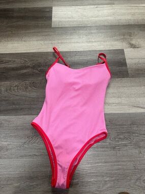 wild fable Pink One-Piece Swimsuit with Red Trim